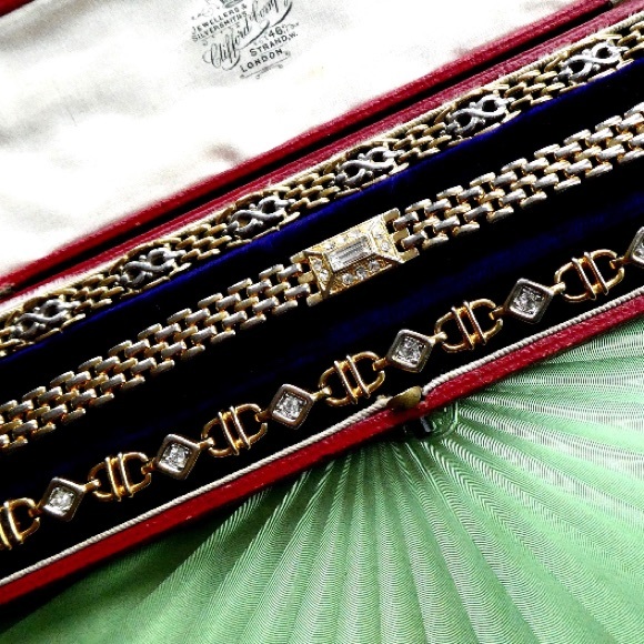 Vintage UK 80s Gold 3 Bracelet Set / Watchbands - Picture 2 of 10